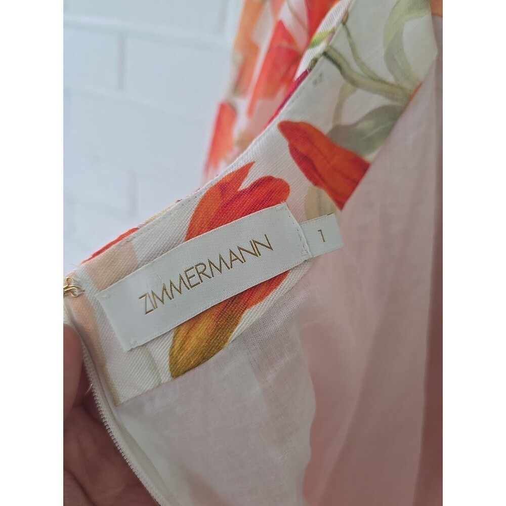 Zimmermann Matchmaker Tranquillity Floral Print Linen Silk Mini Dress Sz. 1/US 6 - Picture 12 of 14